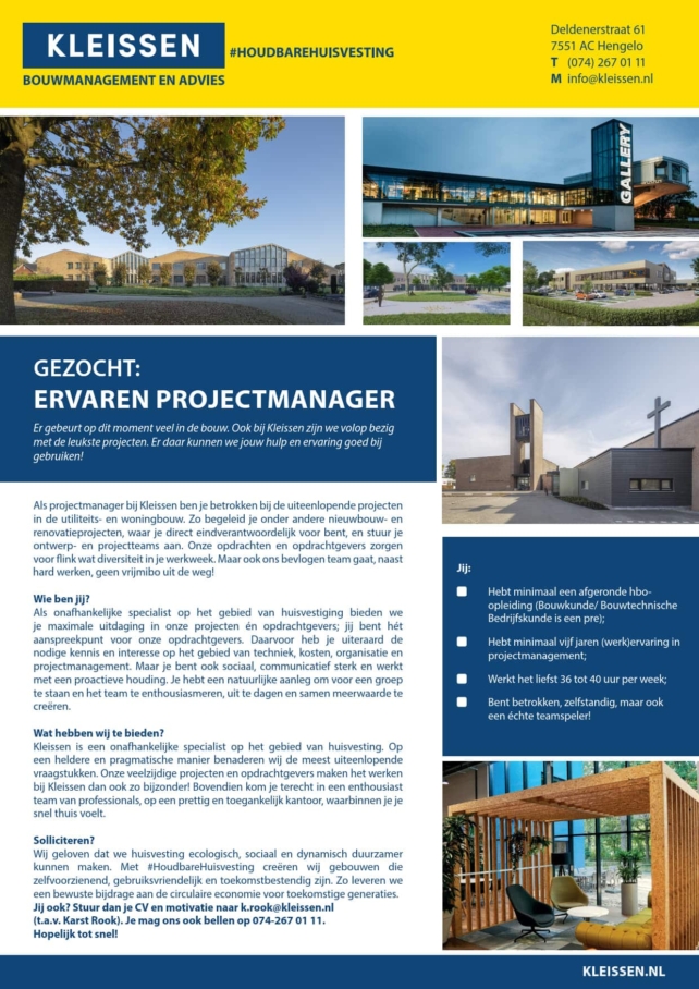 VACATURE ervaren PM 2024 afbeelding